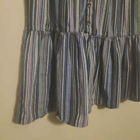 Mododoc | Women's Sandcastle Stripe Tiered Ruffle Mini Dress (Size Small) - Picture 9 of 12